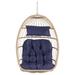 Hanging Egg Chair without Stand Foldable Indoor Outdoor Wicker Rattan Swing Egg Chair with Hanging Chain Hammock Chair 280 lbs Capacity Basket Chair for Bedroom Backyard Dark Gray