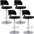 4PCs Swivel Barstool PU Leather Upholstered Adjustable Counter Height Stool Bentwood Bar Chair with Ergonomic Back and Footrest