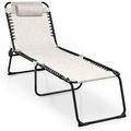 Patio Chaise Lounge Chair Foldable W/ 4 Adjustable Positions And Detachable Pillow Outdoor Beach Chair For Yard Pool Sunbathing Seat Recliner(1 Grey)