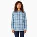 Dickies Women's Plaid Flannel Long Sleeve Shirt - Clear Blue/orchard Size XS (FL075)