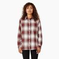 Dickies Women's Plaid Flannel Long Sleeve Shirt - Fired Brick Ombre Size XL (FL075)