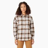 Dickies Women's Long Sleeve Flannel Shirt - Brown Duck/black Ombre Plaid Size M (FLR52)