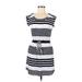 Saint Tropez West Casual Dress: Black Stripes Dresses - Women's Size Medium