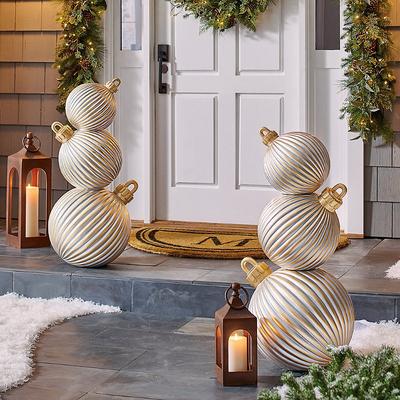 Christmas Ribbed Ornament Stack - Grandin Road