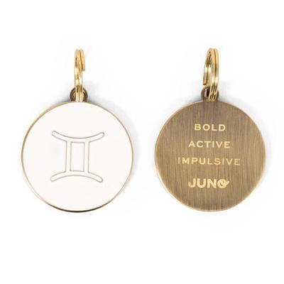 Gemini Enamel Zodiac Dog Tag, White / Gold