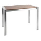 48.25" Brown Walnut Wood with Brushed Stainless Steel Contemporary Fuji Counter Table
