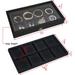 Natural Wood Glass Top Jewelry Display Case Accessories Storage Box with Metal Clasp & Removable Compartments - S