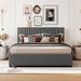 Queen Size Upholstered Platform Bed with Classic Headboard and 4 Drawers, Linen Fabric