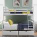 Bunk Bed Converts Into Two Individual Beds with Guardrail, Twin over Full Bunk Bed with Ladder and Two Storage Drawers