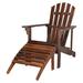 Outdoor Garden With Footstool Wooden Single Chair Carbonized Color - 31.5 x 28.35 x 37.8