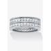 Women's 2.05 Cttw. Round Cz Platinum-Plated Sterling Silver Double-Row Eternity Ring by PalmBeach Jewelry in Platinum (Size 9)