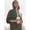 Sweatjacke FCUK, Damen, Gr. 36/38, grün (khaki), Sweatware, Obermaterial: 60% Baumwolle, 40% Polyester, modisch, lässig geschnitten normal, Rundhals, Langarm angesetztes Bündchen, Sweatjacken, mit Kragen und durchgehenden Reißverschluss