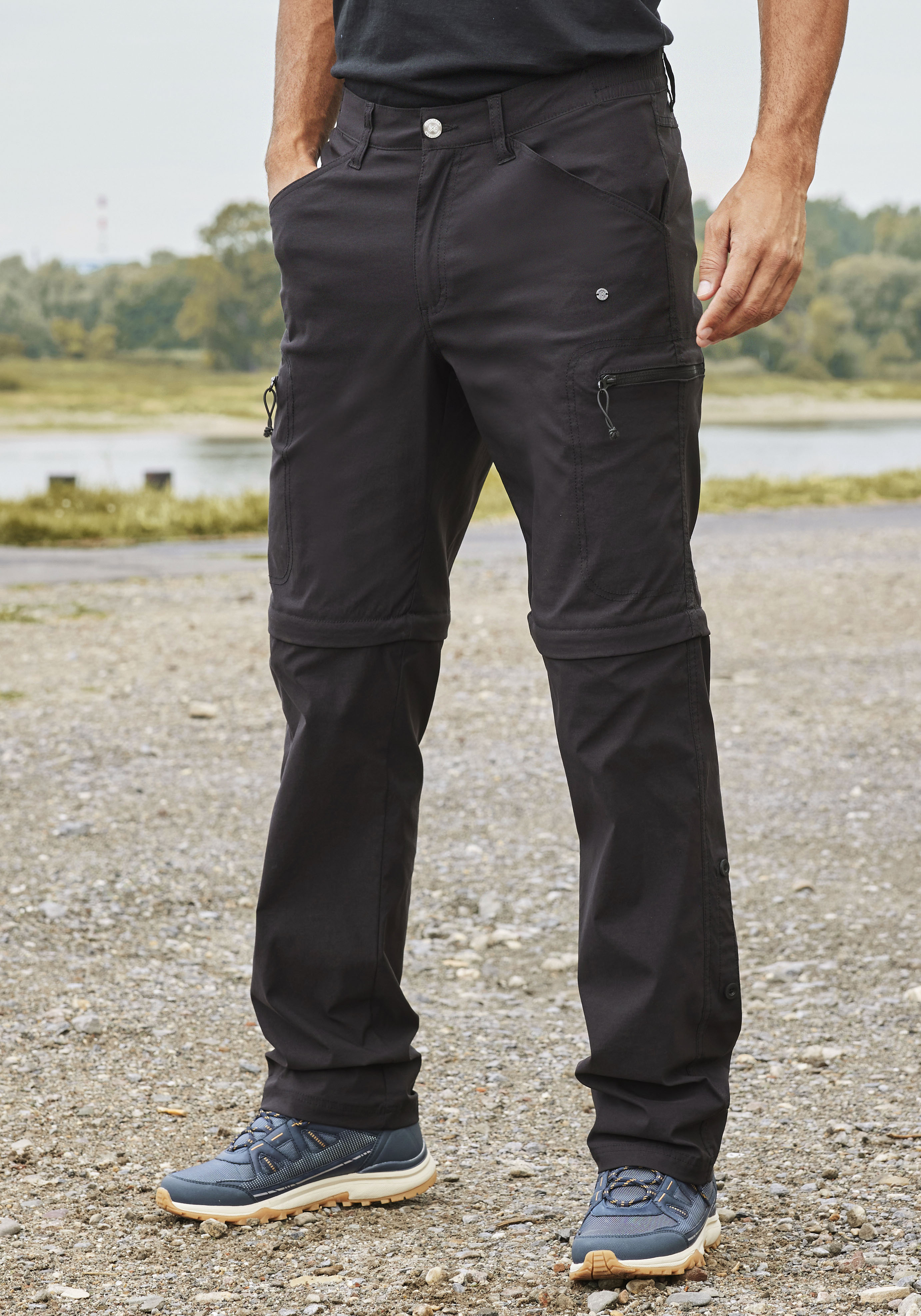 Trekkinghose JOHN DEVIN, Herren, Gr. 52, N-Gr, schwarz, Obermaterial: 95% Polyamid, 5% Elasthan, unifarben, Sportlich, Basic knöchellang, Hosen, Wanderhose mit Zipp- Off Beinen Image