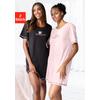 Sleepshirt VIVANCE DREAMS, Damen, Gr. 32/34, N-Gr, bunt (schwarz, schwarz, weiß kariert, rosa, rosa, schwarz kariert), Single Jersey, Obermaterial: 100% Baumwolle, bedruckt, casual, loose fit kurz, Rundhals, Halbarm eingesetzt Overlocknaht...