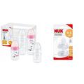 NUK First Choice+ Babyflaschen Starter Set | 0–6 Monate & First Choice+ Anti-Colic-Trinksauger Silikon, kiefergerechte NUK Form, Größe 1 (0-6 Monate) M für Milch, 2 Stück (1er Pack)