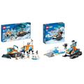 LEGO 60378 City Arktis-Schneepflug mit mobilem Labor, Schneefahrzeug-Spielzeug zum Bauen & 60376 City Arktis-Schneemobil, Konstruktionsspielzeug-Set