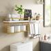 Latitude Run® 2+1 Tier Wall Mounted Floating Shelves w/ Wire Storage Basket & Towel Rack, Rustic Wood Bathroom Shelves w/ Metal Frame | Wayfair