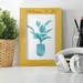 Red Barrel Studio® Watercolor House Plant VI -Framed Print W/Glass Paper, Solid Wood in Black/Blue/Green | 6 H x 4 W x 1 D in | Wayfair