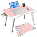 Bed Desk for Laptop, Adjustable Laptop Desk with Foldable Legs Storage Drawer,Lap Desk for Laptop, Portable Lap Desk for Writing Working Reading Eating