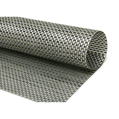 Front of the House XPM043SIV83 Rectangular Metroweave Woven Vinyl Placemat - 14" x 11", Silver, Multi-Colored