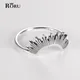 925 Sterling Silver Sunshine Radiant Design Semicircle Ring for Women Men Vintage Finger Rings Party