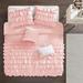 Waterfall Ruffled Comforter，Set Soft Chic Princess Bedding Set with Matching Pillowcases