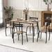 Costway 5PCS Dining Table Set 4 Chairs Wood & Metal Frame Space-saving