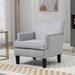 HOMCOM Modern Accent Chair, Upholstered Living Room Chair with Solid Wood Legs and Nailhead Trim, Dark Gray