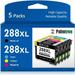 288 288XL Ink Cartridges High Capacity Compatible for Epson T288 T288XL Ink Cartridges Combo Pack for Expression Home XP-440 XP-446 XP-330 XP-340 XP-430 Printer (Black Cyan Magenta Yellow 5-Pack)