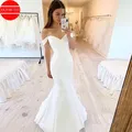 Robes de mariée sirène en satin doux pour femmes robe de mariée simple Off The Initiated 2023
