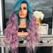 VOSS Synthetic Pink Full Hair Wavy Wig Long Purple Curly Women Straight wig
