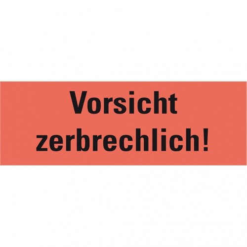 Dreifke® Hinweisetikett Vorsicht, zerbrechlich!, leuchtrot, Haftpapier, perm.147x50mm, 250/RO Image