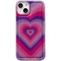 Heart Phone Case Compatible with iPhone 12 Japanese Korean Style Sweet Cool Clear Purple Pink Love Heart Phone Cover with Glitter Card for Women Girls