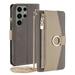 JiaheCover for Samsung Galaxy S21+ Fashion Cross body Wallet Case Shockproof Zipper Wallet Card Slot Stand Metal Buckle with Metal Shoulder Strap Built-in Mirror PU Leather Case gray