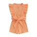 Sunisery Kids Girls Playsuit Crew Neck Ruffles Sleeveless Solid Color Rib Knit Jumpsuits Summer Casual Clothes Bodysuits Romper with Belt