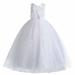 OGLCCG Flower Girl s Embroidery Tulle Lace Maxi Wedding Dress Sleeveless Princess Full Length Long Dress Birthday Pageant Party Dance Evening Gown