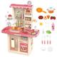 RedCrab Kitchen Playset for Kids, 86cm Toy Kitchen with Simulation of Spray, Pretend Role Play Toys with Play Food Cutlery Accessories, Kitchen Playset Gift for Toddlers (Pink)