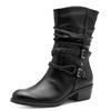 Cowboy Stiefelette MARCO TOZZI, Damen, Gr. 41, schwarz, Lederimitat, klassisch, Schuhe Cowboyboots Cowboy-Stiefelette Stiefelette, Blockabsatz, Kurzstiefel, Westernstiefelette mit Flecht-Zierriemchen
