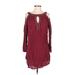 Knox Rose Casual Dress - Shift Keyhole 3/4 sleeves: Red Print Dresses - Women's Size Small