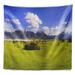 East Urban Home Landscape Green Bavaria Field Panorama Tapestry Polyester in Blue/Gray/Green | 68 H x 80 W in | Wayfair