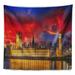 East Urban Home Cityscape House of Parliament at River Thames Tapestry Polyester in Red | 78 H x 92 W in | Wayfair E2CEFBF2E942413788415E2256776A75