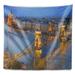 East Urban Home Cityscape Chain Building & Parliament in Budapest Tapestry Metal in Black/Blue/Gray | 32 H x 39 W in | Wayfair