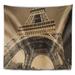 East Urban Home Cityscape Iconic Eiffel Tower View from Ground Tapestry Polyester in Black/Brown/White | 68 H x 80 W in | Wayfair