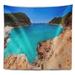 East Urban Home Seascape Saladeta Ibiza in San Antonio Tapestry Polyester in Black/Blue/Brown | 50 H x 60 W in | Wayfair