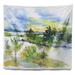 East Urban Home Landscape Autumn Forest & Lake Watercolor Tapestry Metal in Gray/Green | 32 H x 39 W in | Wayfair FCD869D0361A468A8E5D6B1742A6D6E5