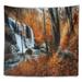 East Urban Home Autumn Mountain Waterfall Close View Tapestry Polyester in Brown | 78 H x 92 W in | Wayfair 81F8519295D24F58954B36888527FF81