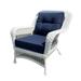 Rosecliff Heights Braylynn Wicker Outdoor Lounge Chair in Blue/White | 37 H x 35 W x 33 D in | Wayfair 20B507B7AA074C3DAFBEA2E251C12CDD