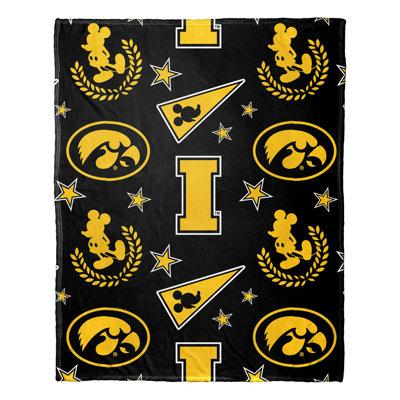 Northwest NCAA Iowa Pennant Mickey Hugger Pillow & Silk Touch Throw Set Polyester in Black/Yellow | 50 H x 40 W in | Wayfair 1COB3125A0002RET