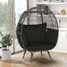 Dakota Fields Donavan Patio Chair w/ Cushions Metal/Wicker/Rattan in Black | 57 H x 43 W x 32.5 D in | Wayfair 7EDF6791682241DAB049041396D74E29