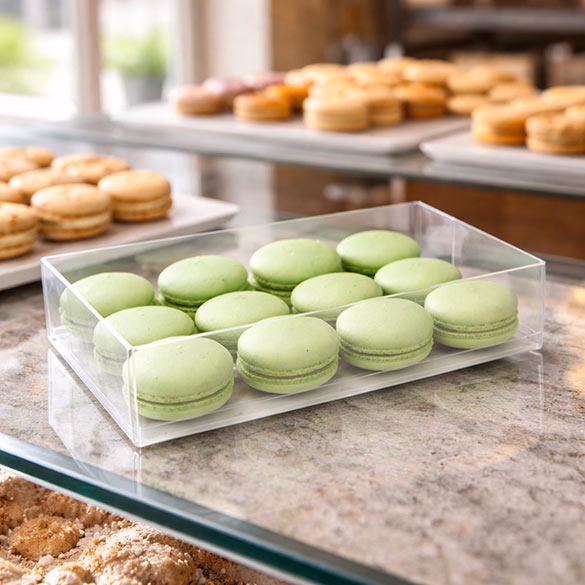 Clear Boxes for Party Favors Macrons Gummy Candy Magnets Box Size: 5 1/16" x 2" x 7 1/2" 25 Boxes Crystal Clear Boxes